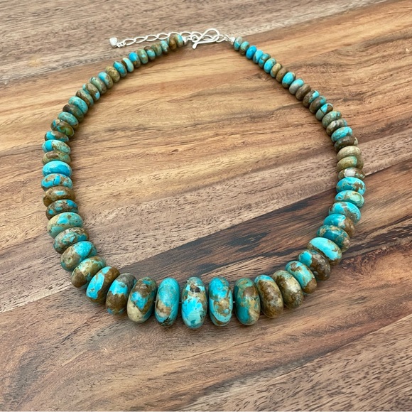 Jay King Boulder Turquoise Rondelle Bead & Sterling Silver Necklace - Picture 6 of 12